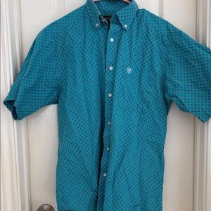 Ariat Men's Teal Patterned Button Down Shirt